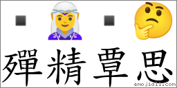 殫精覃思 對應Emoji  🧝‍♀️  🤔  的對照PNG圖片