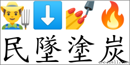民墜塗炭 對應Emoji 👨‍🌾 ⬇ 💅 🔥  的對照PNG圖片