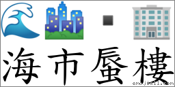 海市蜃樓 對應Emoji 🌊 🏙  🏢  的對照PNG圖片