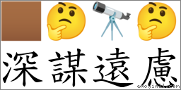 深謀遠慮 對應Emoji 🏾 🤔 🔭 🤔  的對照PNG圖片