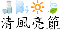 清風亮節 對應Emoji 🍶 🌬 🔆 🍃  的對照PNG圖片