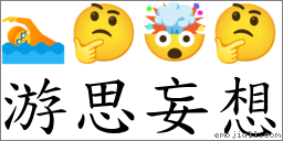 游思妄想 對應Emoji 🏊 🤔 🤯 🤔  的對照PNG圖片