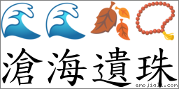 沧海遗珠 对应Emoji 🌊 🌊 🍂 📿  的对照PNG图片