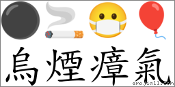 乌烟瘴气 对应Emoji ⚫ 🚬 😷 🎈  的对照PNG图片