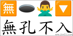 無孔不入 對應Emoji 🈚 🕳 🙅‍♂️ 🔽  的對照PNG圖片