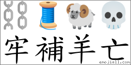 牢補羊亡 對應Emoji ⛓ 🧵 🐏 💀  的對照PNG圖片
