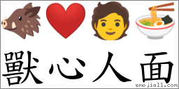 獸心人面 對應Emoji 🐗 ❤️ 🧑 🍜  的對照PNG圖片