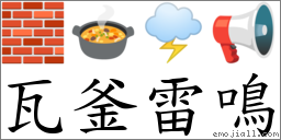 瓦釜雷鳴 對應Emoji 🧱 🍲 🌩 📢  的對照PNG圖片