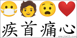 疾首痛心 對應Emoji 😷 🧑 😧 ❤️  的對照PNG圖片