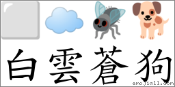 白云苍狗 对应Emoji ⬜ ☁️ 🪰 🐕  的对照PNG图片