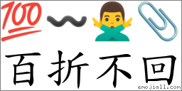 百折不回 對應Emoji 💯 〰 🙅‍♂️ 📎  的對照PNG圖片