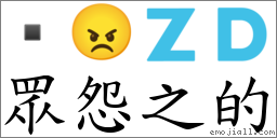 眾怨之的 对应Emoji  😠 🇿 🇩  的对照PNG图片