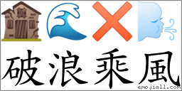 破浪乘風 對應Emoji 🏚 🌊 ✖ 🌬  的對照PNG圖片