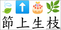 節上生枝 對應Emoji 🍃 ⬆ 🎂 🌿  的對照PNG圖片