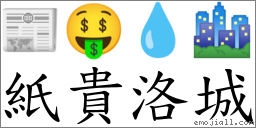 纸贵洛城 对应Emoji 📰 🤑 💧 🏙  的对照PNG图片