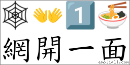 網開一面 對應Emoji 🕸 👐 1️⃣ 🍜  的對照PNG圖片