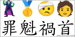 罪魁禍首 對應Emoji 🦹 🥇 🤕 🧑  的對照PNG圖片