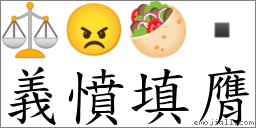 義憤填膺 對應Emoji ⚖ 😠 🥙   的對照PNG圖片