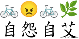 自怨自艾 對應Emoji 🚲 😠 🚲 🌿  的對照PNG圖片
