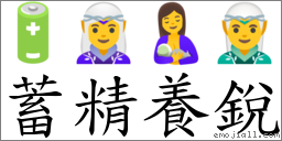 蓄精養銳 對應Emoji 🔋 🧝‍♀️ 🤱 🧝‍♂️  的對照PNG圖片