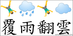 覆雨翻云 对应Emoji 🤸‍♂️ 🌧 🤸‍♂️ ☁️  的对照PNG图片