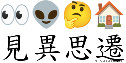见异思迁 对应Emoji 👀 👽 🤔 🏠  的对照PNG图片