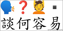 談何容易 對應Emoji 🗣 ❓ 💆   的對照PNG圖片