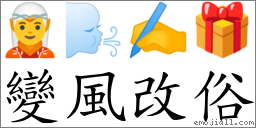 變風改俗 對應Emoji 🧝 🌬 ✍ 🎁  的對照PNG圖片