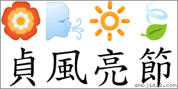 貞風亮節 對應Emoji 🏵 🌬 🔆 🍃  的對照PNG圖片