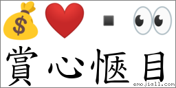 賞心愜目 對應Emoji 💰 ❤️  👀  的對照PNG圖片