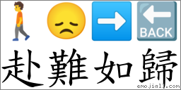 赴難如歸 對應Emoji 🚶 😞 ➡ 🔙  的對照PNG圖片