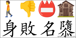 身败名隳 对应Emoji 🚶 👎 📛 🏚  的对照PNG图片