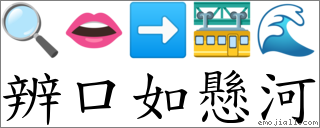 辨口如懸河 對應Emoji 🔍 👄 ➡ 🚟 🌊  的對照PNG圖片