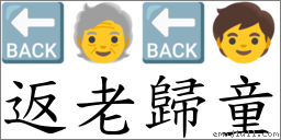 返老歸童 對應Emoji 🔙 🧓 🔙 🧒  的對照PNG圖片