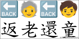 返老還童 對應Emoji 🔙 🧓 🔙 🧒  的對照PNG圖片
