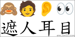 遮人耳目 對應Emoji 🙈 🧑 👂 👀  的對照PNG圖片