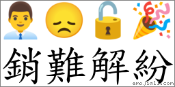 銷難解紛 對應Emoji 👨‍💼 😞 🔓 🎉  的對照PNG圖片