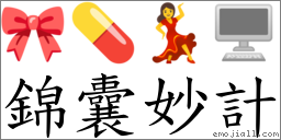 錦囊妙計 對應Emoji 🎀 💊 💃 🖥  的對照PNG圖片