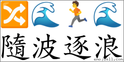隨波逐浪 對應Emoji 🔀 🌊 🏃 🌊  的對照PNG圖片