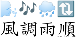 风调雨顺 对应Emoji 🌬 🎶 🌧 🔃  的对照PNG图片