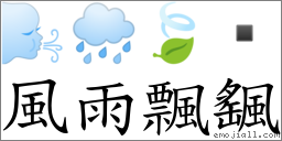 风雨飘颻 对应Emoji 🌬 🌧 🍃   的对照PNG图片