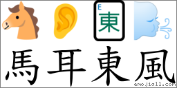 馬耳東風 對應Emoji 🐴 👂 🀀 🌬  的對照PNG圖片
