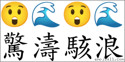 驚濤駭浪 對應Emoji 😲 🌊 😲 🌊  的對照PNG圖片