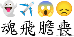 魂飛膽喪 對應Emoji 👻 ✈ 😱 😞  的對照PNG圖片
