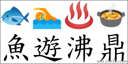 鱼游沸鼎 对应Emoji 🐟 🏊 ♨ 🍲  的对照PNG图片