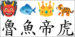 魯魚帝虎 對應Emoji 👹 🐟 👑 🐅  的對照PNG圖片